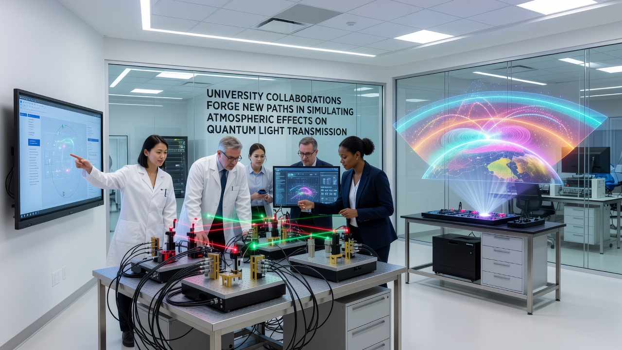 Simulation output displays quantum light intensity patterns after passing through modeled atmospheric turbulence layers